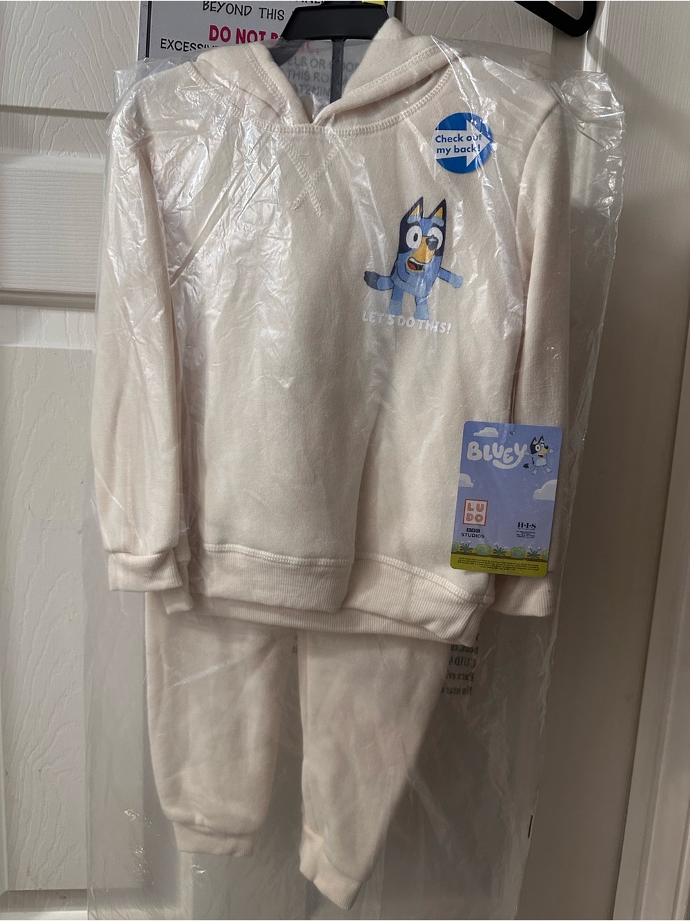 Kids Bluey Cream Hoodie & Jogger Pajama Set